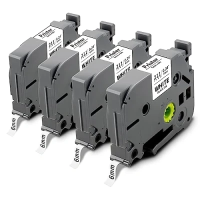 Afbeelding van Pristar 6 mm Compatibele Labeltape als Vervanging voor Brother TZe 211 TZe211 TZ Zwart op Witte P touch PT H105 H107B P300BT D210 H101TB P750W H110 P700 D400 1000