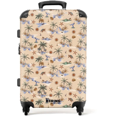 Afbeelding van NoBoringSuitcases.com Grote koffer Vakantie eiland print Kinderkoffer geschikt voor jongen en meisjes Reiskoffer met 4 wielen Trolley op wieltjes Rolkoffer groot kinderen 72 liter Ruimbagage valies 20kg
