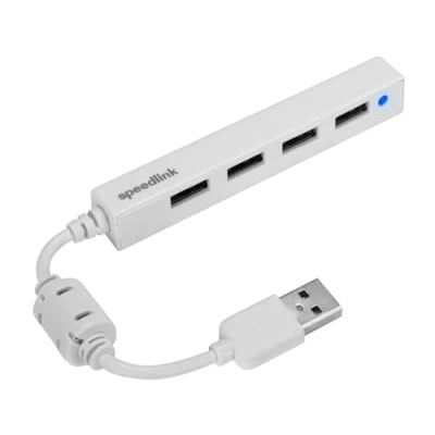Afbeelding van Speedlink Snappy Slim USB hub Passieve 4 poorts met 2.0, Gegevensoverdracht tot 480 Mbit / S, Geïntegreerde connector, Installatie zonder stuurprogramma wit