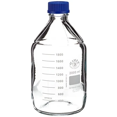 Afbeelding van NeoLab E 1458 laboratoriumflessen, GL 45, 2000 ml, iso schroefdraad, dop + gietring (pak van 10)
