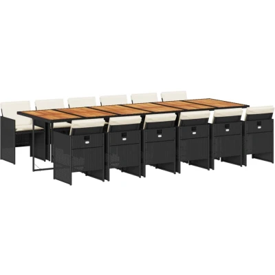 Afbeelding van vidaXL 13 delige Tuinset met kussens poly rattan zwart