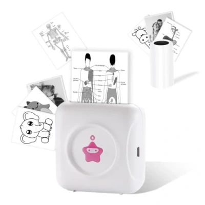 Afbeelding van vretti TP2 Y mini printer, stickerprinter, fotoprinter, compatibel met Android en iOS, thermische draagbare printer voor iPhone, werken, notities, dagboek, foto&#039;s, doe het zelf, reizen