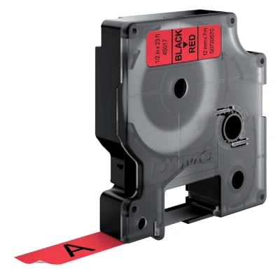 Afbeelding van Dymo 45017 (S0720570) Tape Zwart op rood (12 mm)