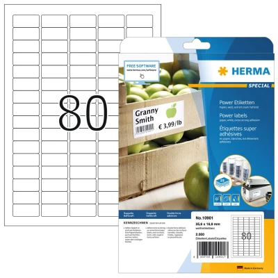 Afbeelding van Herma 10901 etiketten 35.6 x 16.9 mm Papier Wit 2000 stuk(s) Permanent Zelfklevende etiketten, Universele Ink