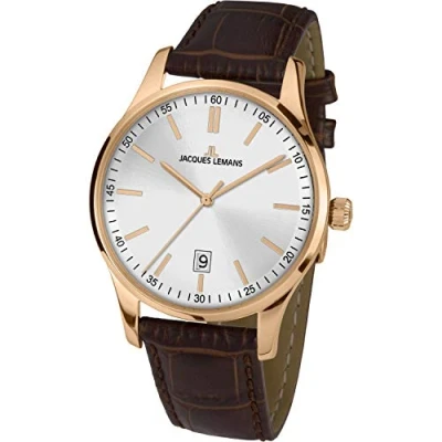 Afbeelding van Jacques Lemans Kwartshorloge Londen Armbandhorloge, herenhorloge, datum, leren band