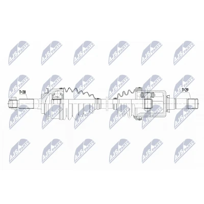Afbeelding van NTY NPW FR 088 Aandrijfas Vooras links FORD: Ranger Mk3