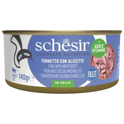 Afbeelding van Schesir Kat Blik Gelei 140 g Kattenvoer Tonijn&amp;Ansjovis