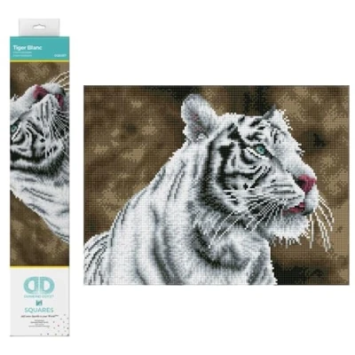 Afbeelding van Diamond DOTZ DQ8.007 Originele 5D Painting Squares set Witte Tijger, creatieve met 17.595 vierkante diamant mozaïekstenen, schilderset ca. 31 x 41 cm voor volwassenen en kinderen vanaf 8