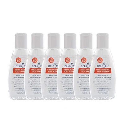 Afbeelding van Herome 6 Pack Direct Desinfect Handgel Sensitive (Parfumvrij) 75ml. Desinfecterende met 80% Alcohol Beschermt Tegen Bacteriën en Droogt de Handen Niet Uit 6*75ml.