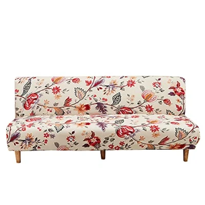 Afbeelding van CHNSHOME Armless bankhoezen stretch opvouwbare slaapbank cover 2 zits elastische armloze bank slipcover bedrukt