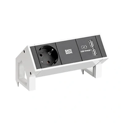Afbeelding van Bachmann bureau aansluitunit opb desk 2 alu wit 155x85x88mm 902 380