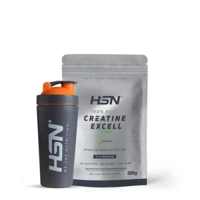 Afbeelding van HSN Creapure® creatine poeder + shaker van roestvrij staal, smaakneutraal, 500 g, gegarandeerde kwaliteitszegel: puur gemicroniseerd monohydraat zonder additieven, vrij schadelijke