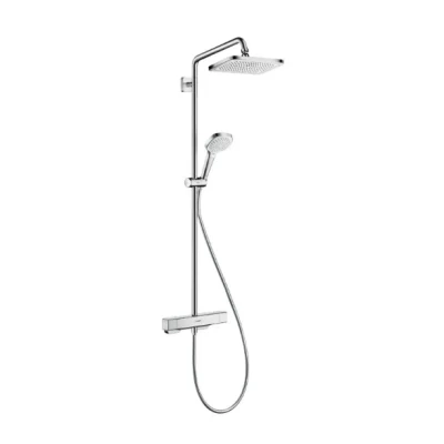 Afbeelding van Hansgrohe croma e280 showerpipe met douchekraan thermostatisch 1jet hoofddouche ecosmart hoh 15cm 3jet handdouche multi en doucheslang 200cm c