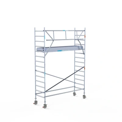 Afbeelding van Professionele aluminium gevelvrije rolsteiger 0.90x3.05x5.2m werkhoogte carbon vloer + enkele voorloopleuning