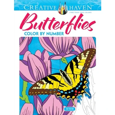 Afbeelding van Creative Haven Butterflies Color by Number Coloring Book