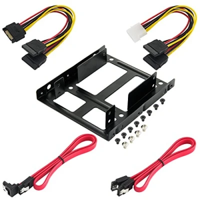 Afbeelding van Poppstar Bouwframe voor SSD HDD Harde Schijf 2,5 op 3,5 Frame intern 1 of 2 SSDs incl. 2x 50cm SATA Datakabel, Y Voedingskabel, Schroeven