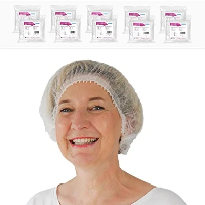 Afbeelding van ARNOMED haarnet, chirurgische muts van wegwerpstof wit, 500 stukss, hygiëne accessoires voor de geneeskunde, hoofdkapjes 52cm, haarnet wegwerp mannen/vrouwen, haarbedekking