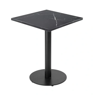 Afbeelding van Oviala Tafel vierkant 60 cm zwart onderstel en marmeren bekleding