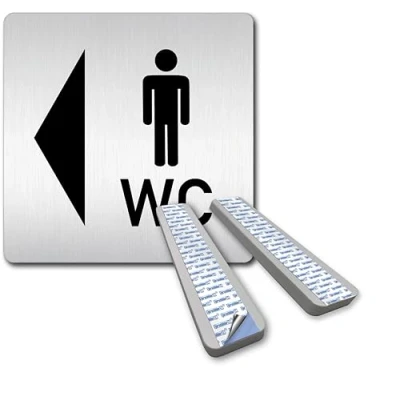 Afbeelding van Türschilder24 XXL bord deurbord 125 x mm heren toiletten pictogram + wc pijl richtingspijl wegwijzer links 1,5 aluminium materiaal 100% Made in Germany