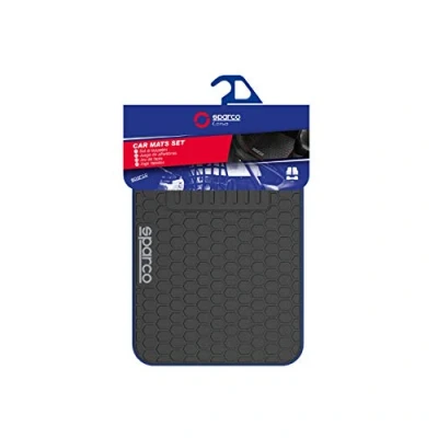 Afbeelding van SPARCO SPF500BL Set van 3 universele vloermatten met achterbrug, kleur zwart/blauw