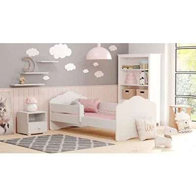 Afbeelding van KOBI Kinderbed FALA wit 160x80 bed voor meisjes met matras en frame Kinderkamer eenpersoonsbed reling
