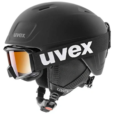 Afbeelding van uvex heyya pro set skihelm incl. skibril voor kinderen individueel passysteem contrastverhogend black 51 55 cm