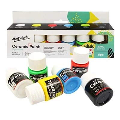 Afbeelding van Mont Marte Porselein Verf Set 6 stuks x 20ml Wasbare keramische Hoogwaardige Ideaal voor het Schilderen van Kopjes, Vazen en Kommen