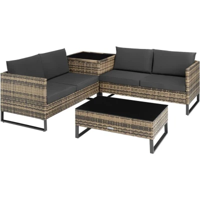 Afbeelding van tectake wicker loungeset Ostuni natuurkleur