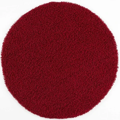 Afbeelding van Shaggy Vloerkleed Rood Hoogpolig 120 cm rond