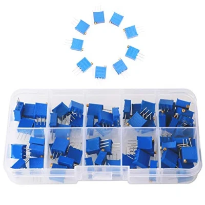 Afbeelding van GTIWUNG 60 stuks 12 Value 100 Ohm tot 500 K 3296 W Multilayer Trimmer variabele weerstand potentiometer met Box Plastci