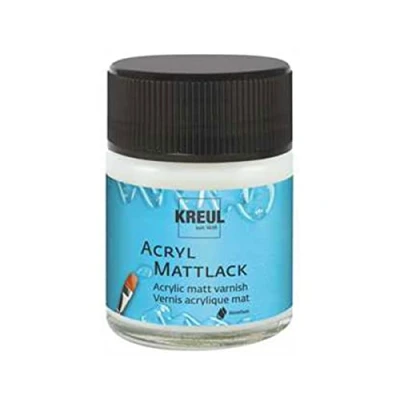 Afbeelding van KREUL 79403 Matte acrylvernis op waterbasis, 50 ml glas, mat transparant, beschermings en dekvernis voor volledig gedroogde schilderijen, conditioneel weerbestendig, speekselbestendig