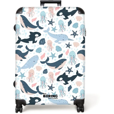 Afbeelding van NoBoringSuitcases.com® Koffer groot Reiskoffer lichtgewicht Oceaan dieren kleurrijk Rolkoffer met 4 wielen Grote trolley XL 98 liter bagage