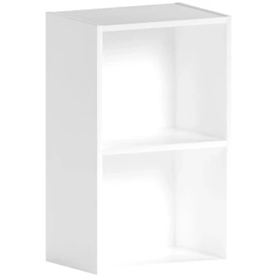 Afbeelding van Vida Designs Oxford 2 Tier Cube Boekenkast, Witte Houten Rekken Display Opslag Unit Kantoor Woonkamer Meubels