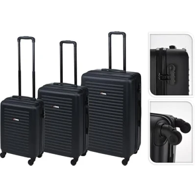 Afbeelding van Kofferset 3 delig INCL Cijferslot 52cm, 63cm en 72 cm Zwart 360 Graden wielen