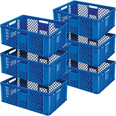 Afbeelding van 6x eurobak doorgebroken/stapelmand, industriële kwaliteit, geschikt voor levensmiddelen, 600 x 400 240 mm, blauw
