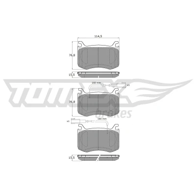 Afbeelding van TOMEX brakes TX 19 56 Remblokkenset Vooras Incl. slijtage waarschuwingscontact Met toebehoren ALFA ROMEO: Giulia Sedan (952) 2.0, 2.0 Q4, 2.2 D Q4