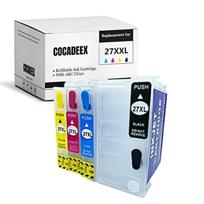 Afbeelding van COCADEEX Lege navulbare inktcartridge vervanging voor 27XL 27XXL inkt, werk met personeel WF 3620 7620 7610 3640 7110 7210 7710 7715 7720 printer