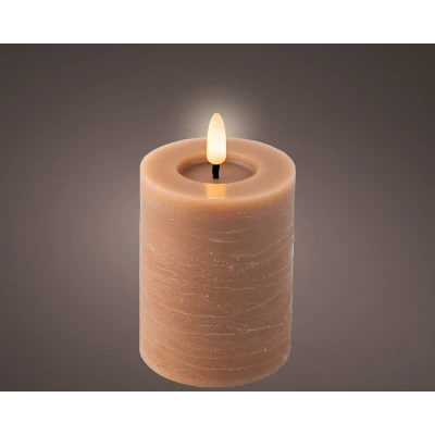 Afbeelding van LED kaars d7h11.2 cm licht bruin/warm wit Lumineo