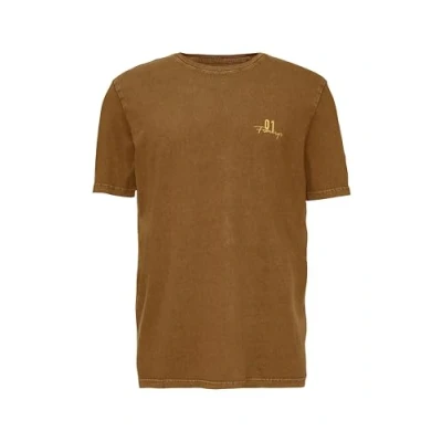 Afbeelding van QS Tshirt print, Heren, Maat: Large, Karamell