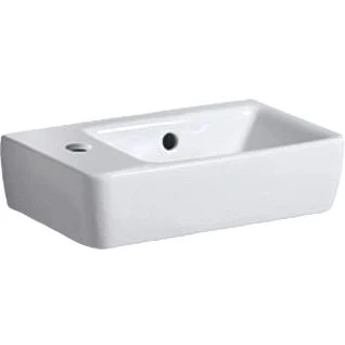 Afbeelding van Geberit renova compact wastafel 1x waskom kraangat links overloop keramiek 400 x 250 150mm bxdxh wit 276240000