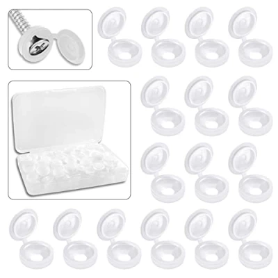 Afbeelding van CZ Store Schroef Afdekdopjes ✮✮LEVENSLANGE GARANTIE✮✮ 60 Pak met Opbergdoos Witte Ronde Plastic PVC Afdekkapje, M6 of M8 Platte, Kruiskop, Torx, Klik Sluiting Afdekking