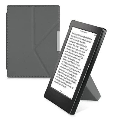 Afbeelding van kwmobile e reader hoesje compatibel Met Kobo Aura H2O Edition 1 hoes standaard Ereader cover van kunstleer In antraciet