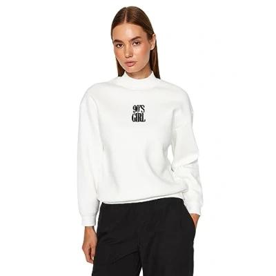 Afbeelding van Trendyol Katoenmix Sweatshirt Wit Regular M White, Kleur: wit,
