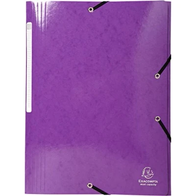 Afbeelding van Exacompta Iderama Elastische 3 Flap Folders, 425 g/m², A4 Paars, Pack 25
