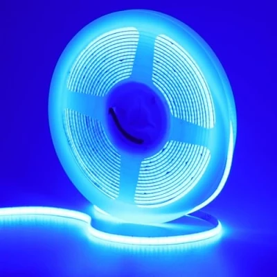 Afbeelding van GOMING 12V 5mm Breed COB LED Strip Blauw 5M 400LEDs/M Uniforme Emissie Flexibel IP20 niet Waterdicht Tape Zelfklevend voor DIY KTV Bar Decor(Voeding Inbegrepen)
