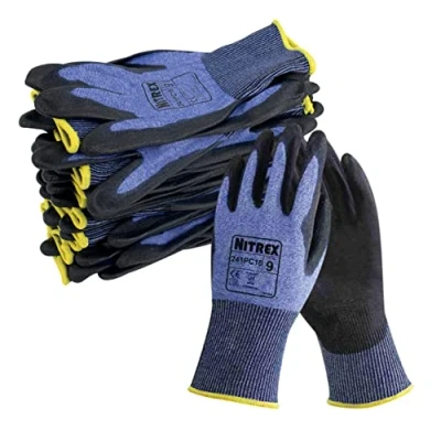 Afbeelding van Unigloves Nitrex 241PC18 herbruikbare handschoenen met PU palmcoating en ultra lichtgewicht snijbestendige voering, in blauw/zwart