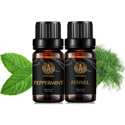 Afbeelding van Aromatherapie Fenchel etherische olie set voor kaarsen en zeepproductie, 100% pure pepermunt, kit diffusers, 2 x 10 ml therapeutische kwaliteit pepermuntoliën set, zuivere venkeloliën