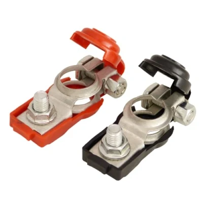 Afbeelding van A0066 3 1 accuklemmen, set accupoolklemmen, 12 V, 24 met poolafdekking, paalklemmen, autoaccu + plus minus aansluiting auto, vrachtwagen, camping, zonne energie