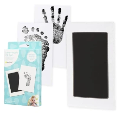 Afbeelding van Pearhead Pasgeboren baby handafdruk of voetafdruk, Clean Touch inkt pad, zwart