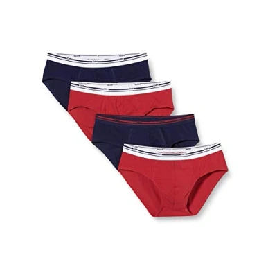 Afbeelding van Dim Herenslip Classic Colors katoen, stretch, 4 stuks, blauw/rood/blauw/rood, 6/L